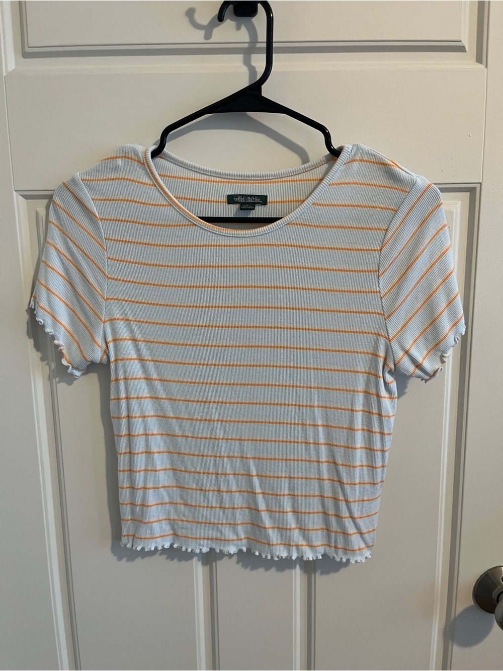 wild fable White and Orange Striped Ribbed Crop Top
